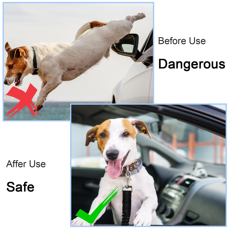 Nutabevr Pack of 2 dog belts for the car, length adjustable dog seat belt, with elastic shock absorption and strong carabiner seat belt, dog safety harness for all dogs and cats - PawsPlanet Australia