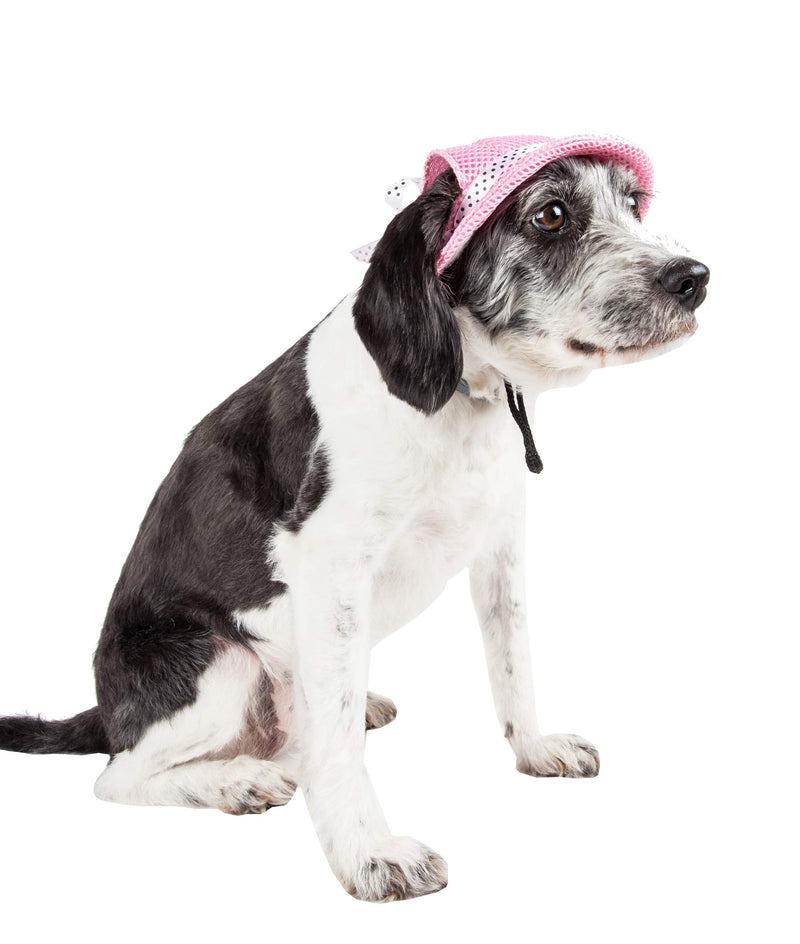 Pet Life 'Sea Spot Sun' Uv Protectant Adjustable Fashion Mesh Brimmed Dog Hat Cap Large Pink - PawsPlanet Australia