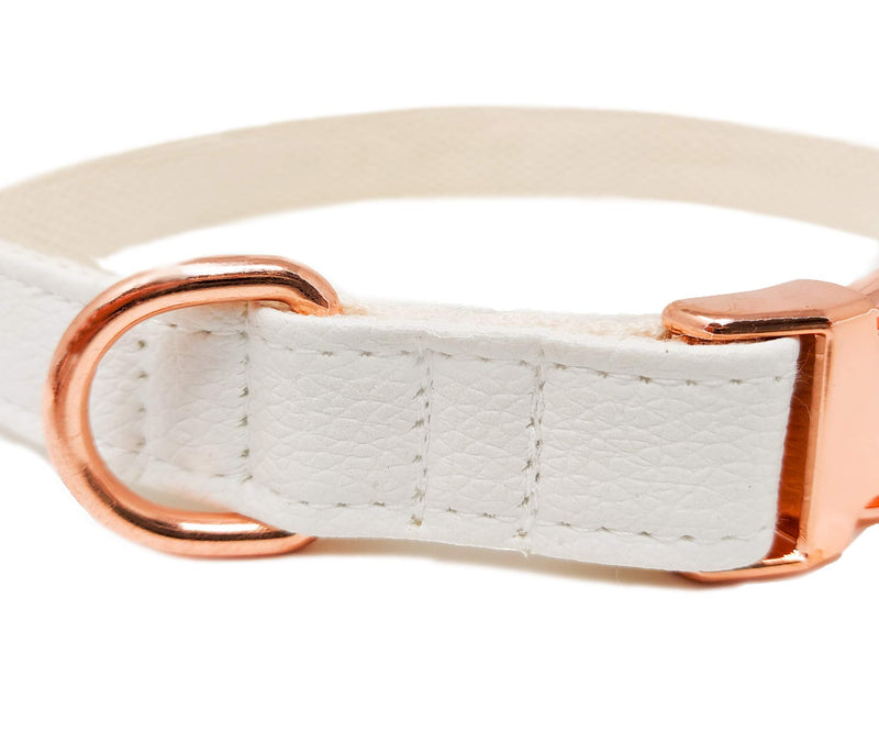 Animal Outfitters UK Marshmallow Collection Vegan | Faux Leather | Dog Collar | White and Rose Gold | Puppy Collar | Adjustable for Small or Large Dogs (Small) | PU Leather | Soft leather dog collar - PawsPlanet Australia