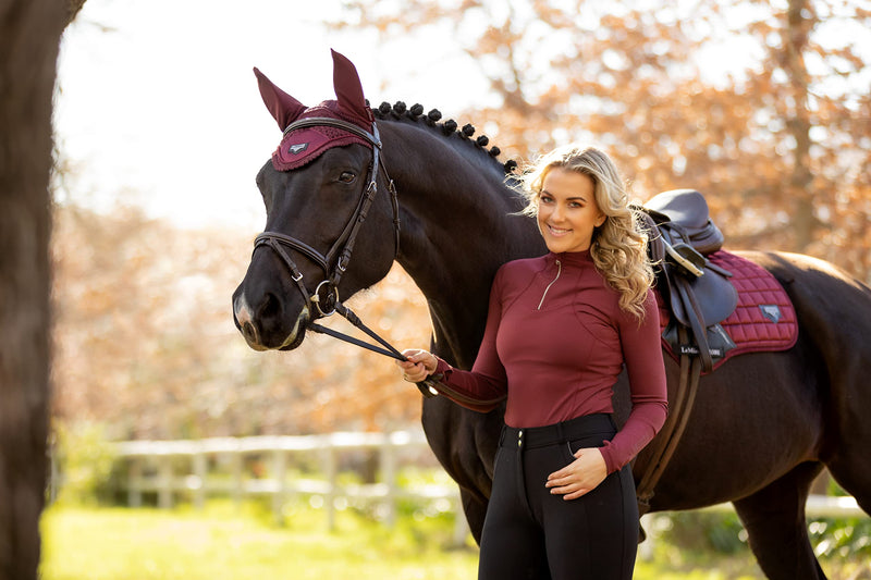 LeMieux Loire Classic Close Contact Square Saddle Pad in Dijon - Horse Riding Dressage with Soft Bamboo Lining - Wicks Efficiently and Comfortable Rioja L - PawsPlanet Australia