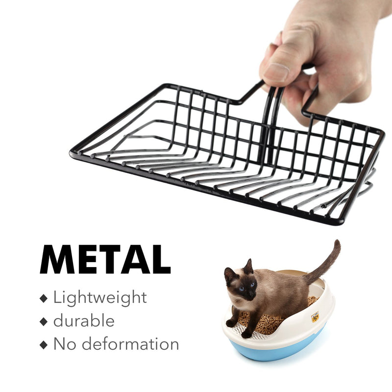 [Australia] - BasicForm Cat Litter Scoop - Durable Coated Metal Litter Scooper, Wire Design for Fast Sifting and Instant Cleaning Black 