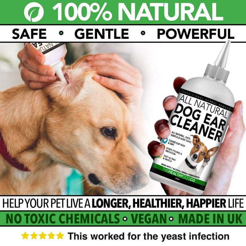 All Natural Dog Ear Cleaner | 250ml | Works in 2-3 Days | Eliminates Smells, Itching & Discomfort | Voted the Best, Safest Dog Ear Wash For Dogs With Ear Wax, Dirt, Yeast - PawsPlanet Australia