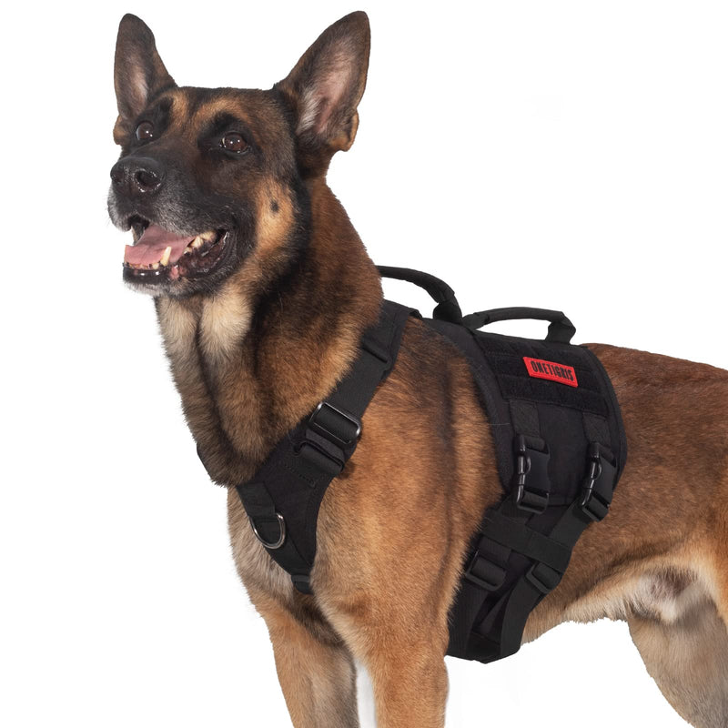 OneTigris Dog Harness, Gladiator Adjustable Safety Harness for Large Medium Dogs No Pull Chest Harness Breathable Dog Harness 2 Handles Dog Vest with Metal Buckles Black L (Neck: 45-63cm, Chest: 68-91cm) - PawsPlanet Australia