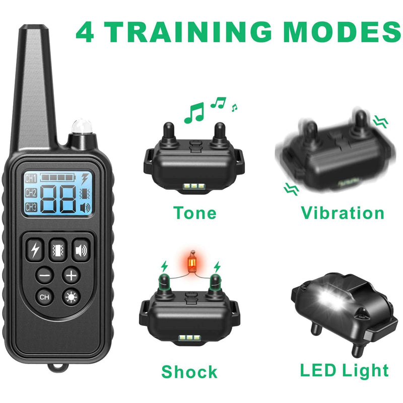 [Australia] - FunniPets Dog Training Collar, 2600ft Range Dog Shock Collar with Remote Waterproof Electronic Dog Collar for Medium and Large Dogs with 4 Training Modes Light Static Shock Vibration Beep 