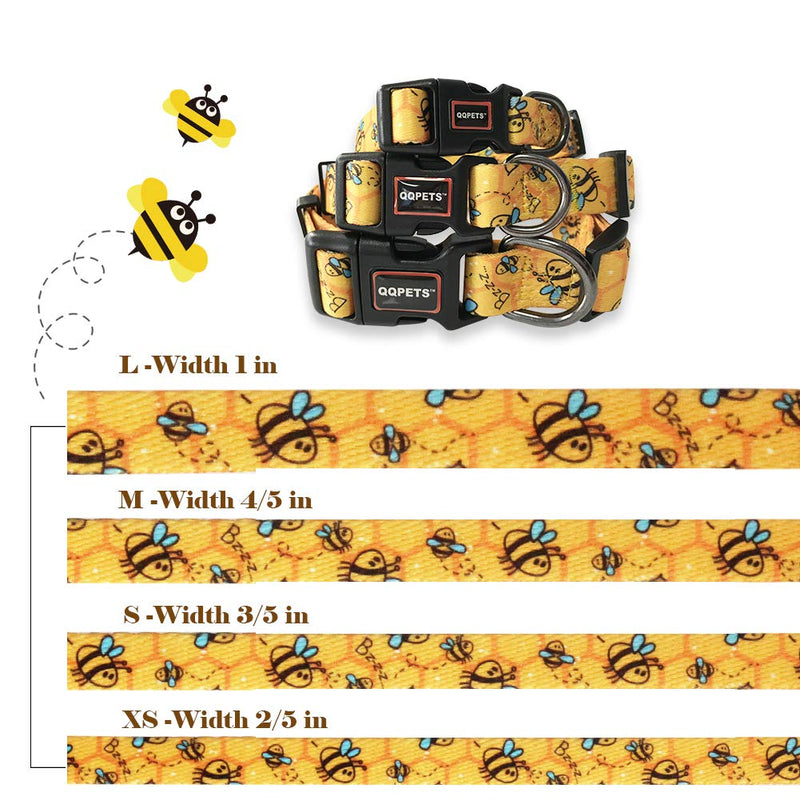 [Australia] - QQPETS Dog Collar Personalized Soft Comfortable Adjustable Collars for Small Medium Large Dogs Outdoor Training Walking Running S Yellow Bee 