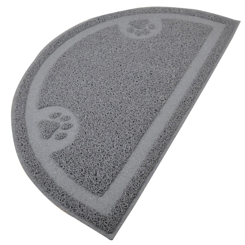 DM Cat Paw Print Litter Box Mat,Door Mat, Kitty Litter Rug,Half Circle,23.5x14.25 Inches Gray - PawsPlanet Australia