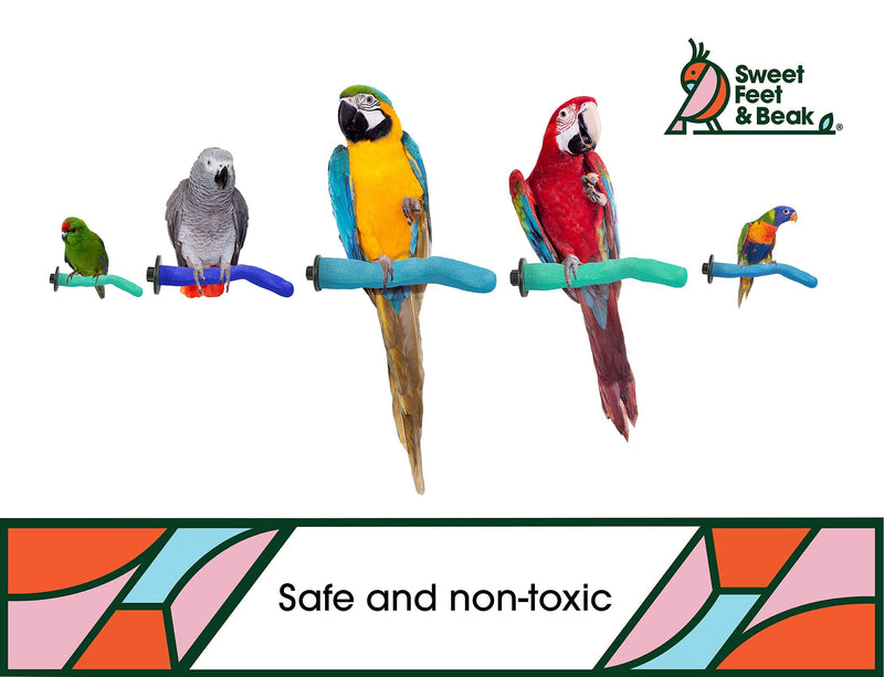 Sweet Feet and Beak Safety Pumice Perch for Birds Features Pumice to Trim Nails and Beak and Promote Healthy Feet - Safe and Non-Toxic, for Bird Cages X-Small 6" Blue - PawsPlanet Australia
