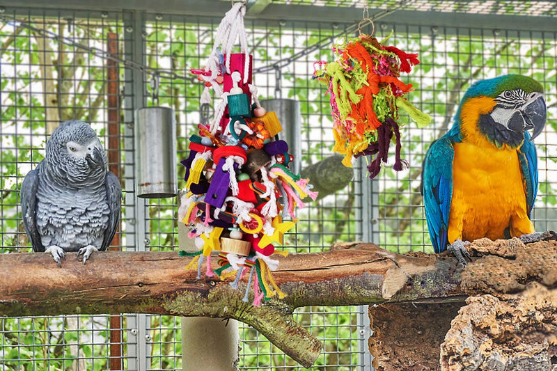 [Australia] - BWOGUE Large Parrot Chew Toy Bird Chewing Toy Multicolored Wooden Blocks Tearing Toys for African Grey Macaws Cockatoos Eclectus Amazon Parrot Birds 