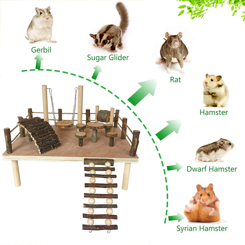 CHSEEO Hamster Wooden Ladder Toy, Hamster Stairs Bridge Hamster Ladder Natural Wood Jumping Platform with Screw Climbing Toy for Hamsters Guinea Pigs Chinchilla Rabbits Parrots Bunny #7 - PawsPlanet Australia