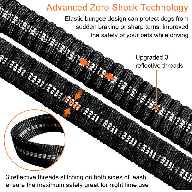 [Australia] - Wishnice 3-in-1 Upgraded Dog Seat Belt with Bungee and Adjustable, Elastic Durable Nylon Pet Dog Cat Car Seat Belt Safety Leads Vehicle Seatbelt Harness for Daily Use and Travel Black 
