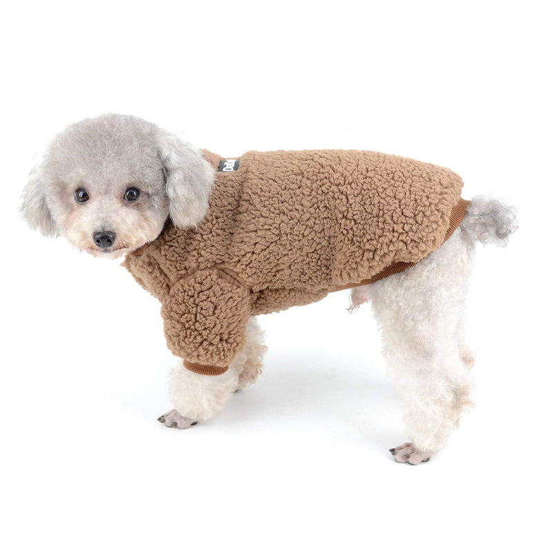 Zunea Small Dog Clothes Coat Winter Fleece Warm Puppy Jacket Apparel Chihuahua Sweater Clothing Pet Cat Doggie Boys Girls Jumper Brown S S (Pack of 1) - PawsPlanet Australia