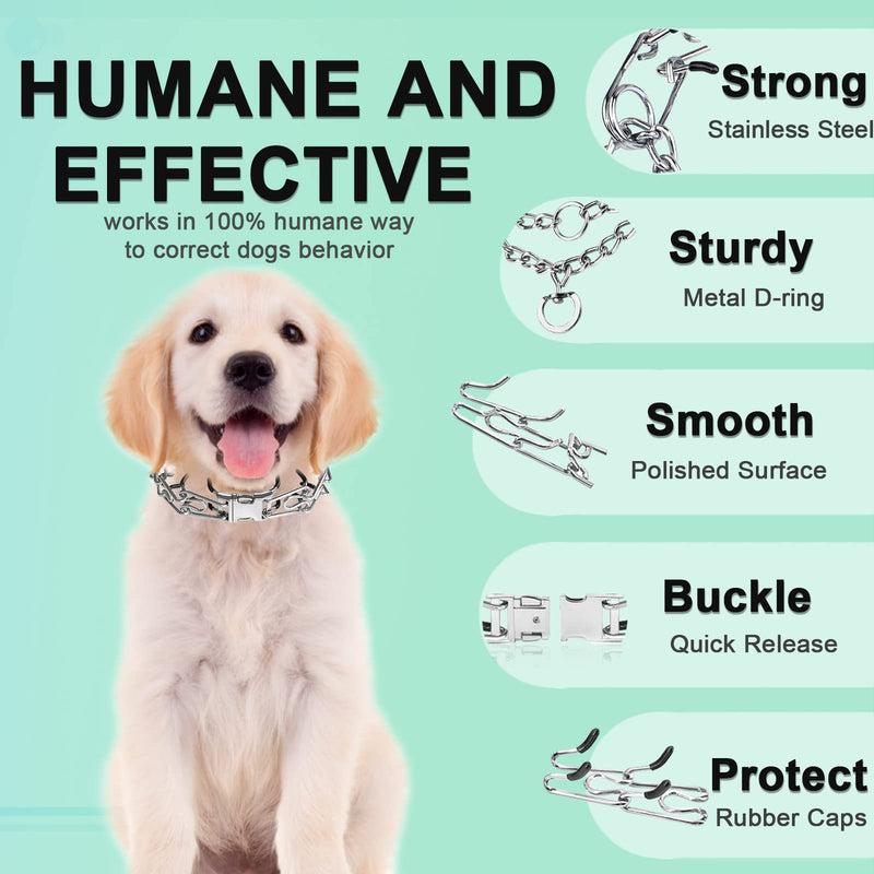 Adjustable Quick Release Dog Collar with Rubber Tip with Quick Release Buckle for Small Medium Large Dogs M/L(18-23" Neck, 3.5mm) silvery - PawsPlanet Australia