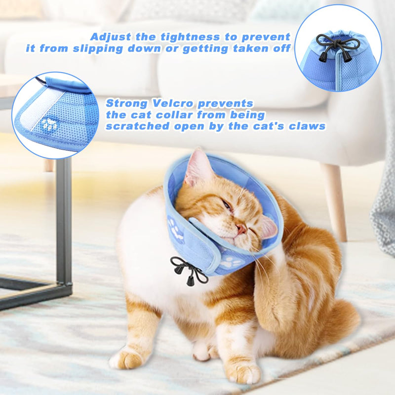 Cat Neck Brace, Adjustable Neck Brace, Soft Cat Cone Collar with Anti-Leak Function, After Surgery and Injuries for Puppies, Small Dogs and Cats (Blue-M) M - PawsPlanet Australia