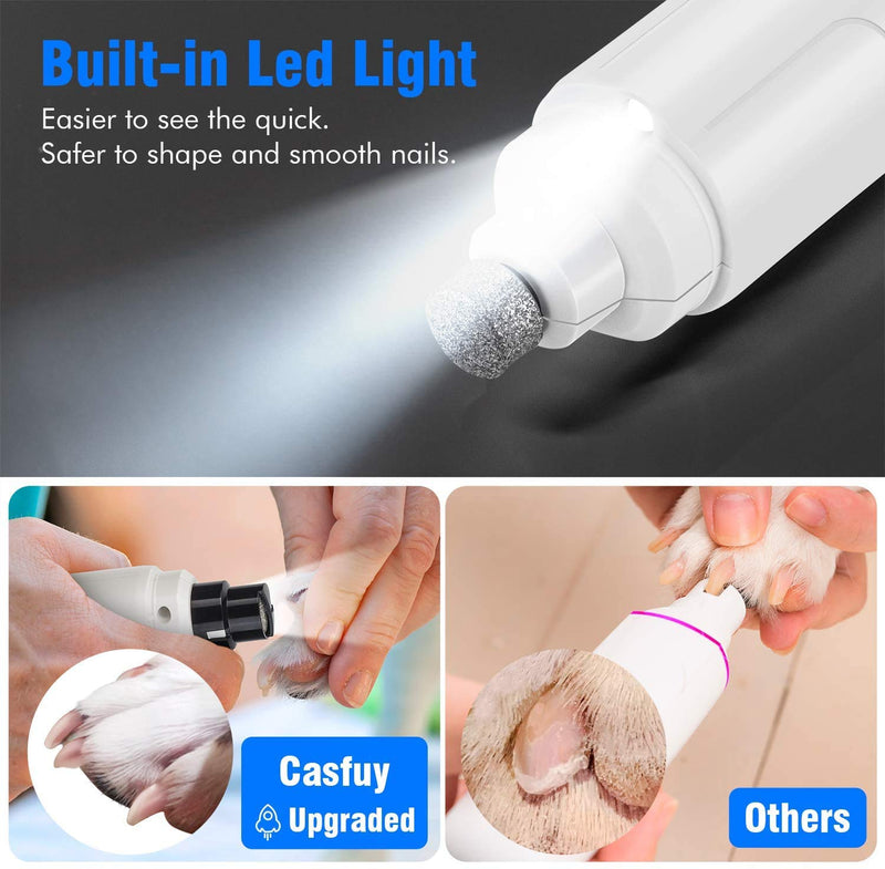 Cnikpet Dog Nail Grinder with LED Light 2-Speed Electric Pet Nail Trimmer Grooming Painless Paws Smoothing for Small Medium Large Dogs & Cats - PawsPlanet Australia