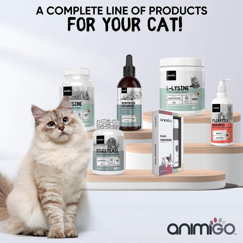 Animigo L-Lysine For Cats - 250g Powder - Mood & Brain Health Supplement With Natural Flavour - PawsPlanet Australia
