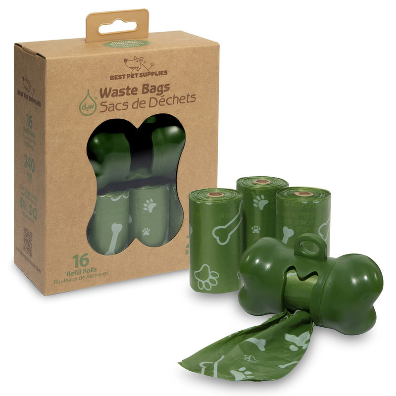 Dog Poop Bags for Waste Refuse Cleanup, Doggy Roll Replacements for Outdoor Puppy Walking and Travel, Leak Proof and Tear Resistant, Thick Plastic - Green (Unscented), 240 Bags (GP-240B) - PawsPlanet Australia