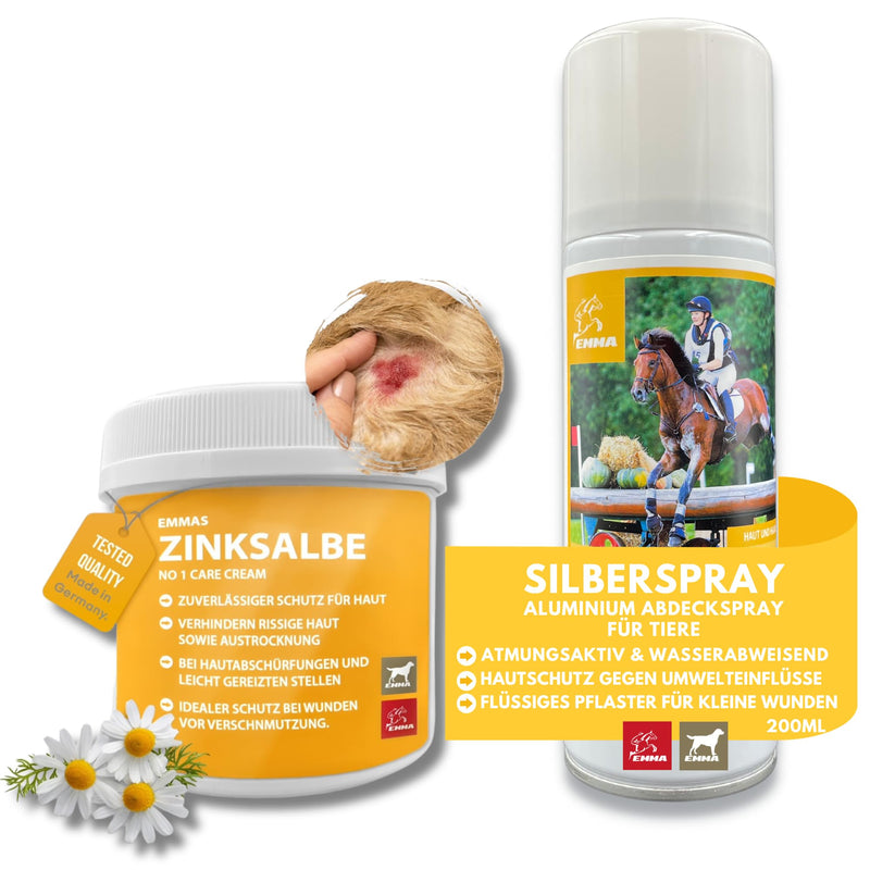 First aid set for horses I silver spray + zinc ointment horse cow I wound spray ointment wound protection pet I silver spray wound healing, wound ointment wound disinfection I spray plaster for dogs 250 ml 200 ml - PawsPlanet Australia