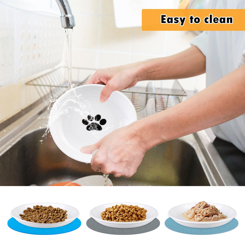 5 pieces ceramic cat bowls, ceramic cat food plates, cat food bowls, ceramic cat bowls with non-slip mat, feeding bowl, cat wet food bowls for cats, flat bowls for kittens - PawsPlanet Australia