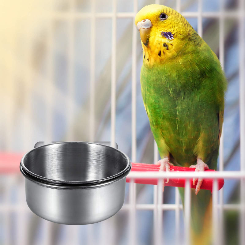 Firtink 3 Pieces Bird Feeding Dish Cups Set, Stainless Steel Parrot Feeding Cups Animal Cage Water Food Bowl Bird Cage Cups Holder with Clamp Holder for Bird Parrot Water Food Dish Feeder(S/M/L) - PawsPlanet Australia
