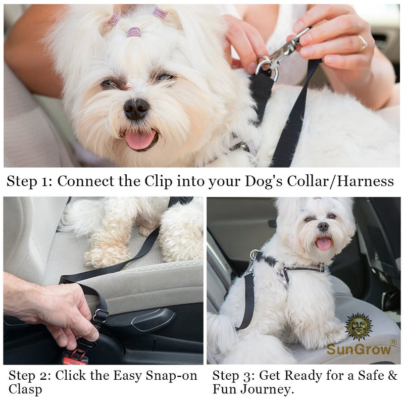 [Australia] - 2 Adjustable Car Seat Belts for Dogs & Cats --- Triple the survival rate in accidents - Prevent stress from travel in kennel - Allow breathing fresh air without pets jumping out - Support all cars 