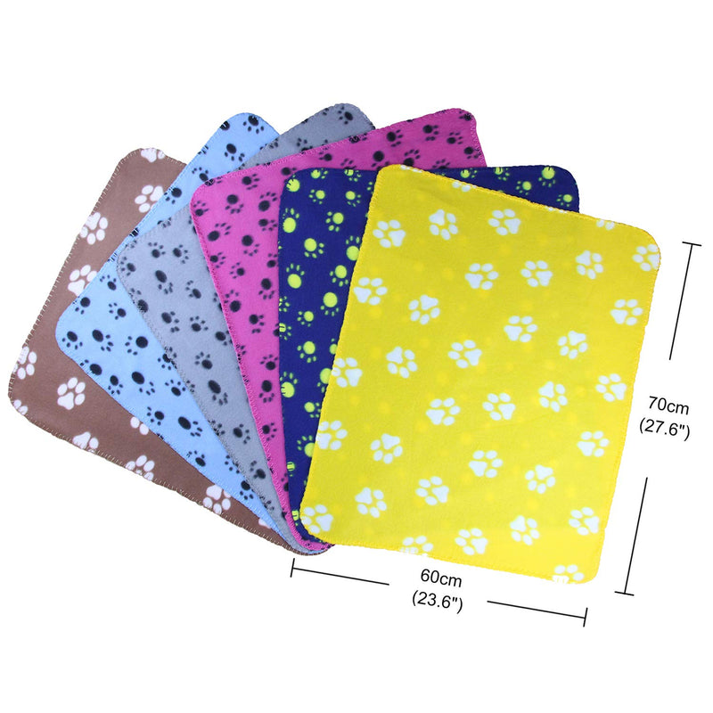 [Australia] - AK KYC 6 Pack Mixed Puppy Blanket Cushion Dog Cat Fleece Blankets Pet Sleep Mat Pad Bed Cover Paw Print Kitten Soft Warm Blanket Animals New Mixed 