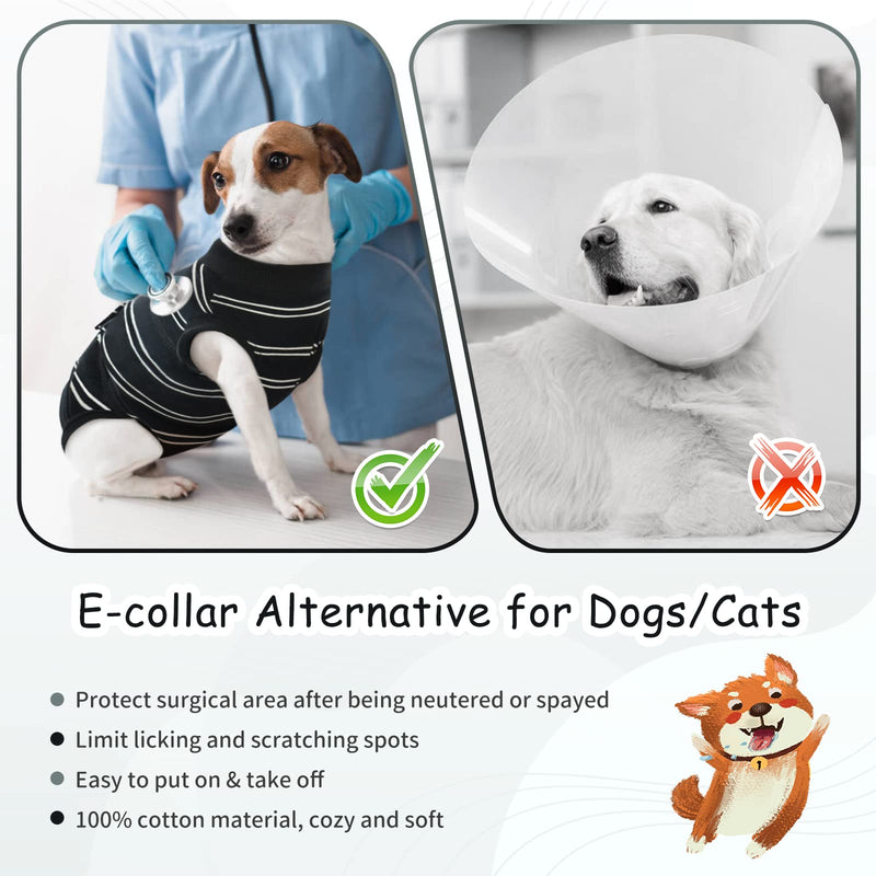 Kuoser Recovery Suit for Dogs Cats After Surgery, Pet Healing Suits Soothing Shirt Dog Abdominal Wound Bandages, Anti-Licking Pet Surgery Niel Suit, E-Collar Alternative for Puppy M Black - PawsPlanet Australia