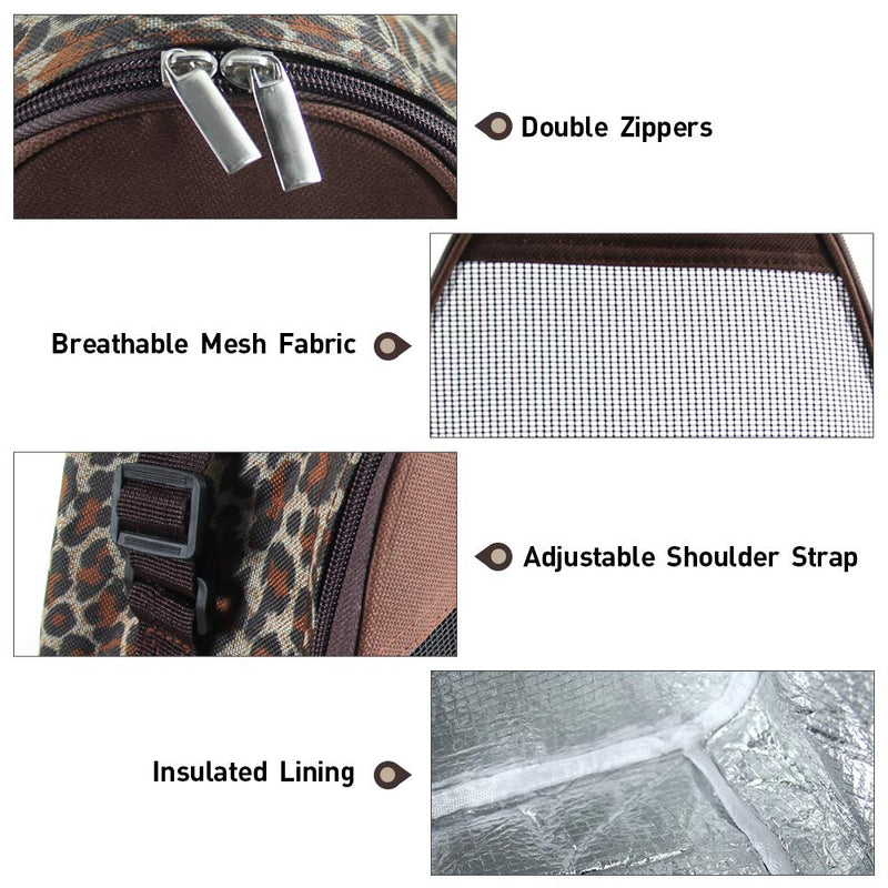 VLIKE Hamster Guinea Pig Bag Carrier Accessories Small Animals Hedgehog Squirrel Chinchilla Sugar Glider Outdoor Travel Bag Zipper Portable Breathable Outgoing Bags Standard 【Triangle】Leopard Brown - PawsPlanet Australia