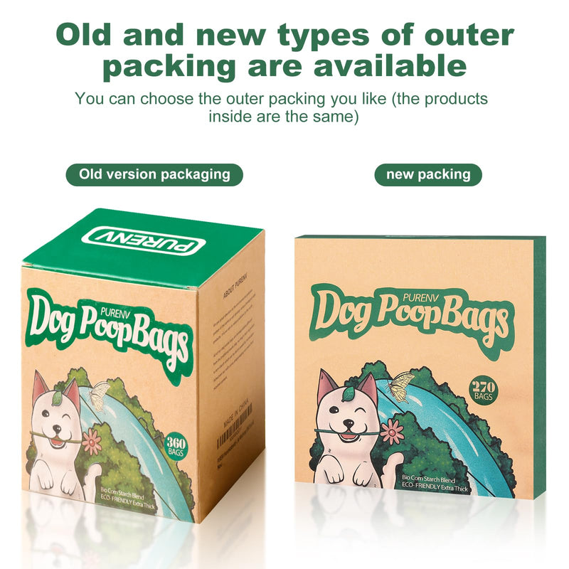 PURENV dog waste bags, biodegradable, 100% leak-proof and tear-resistant, environmentally friendly made from corn starch mixture (270 pieces). Flat bag 270 pieces - PawsPlanet Australia