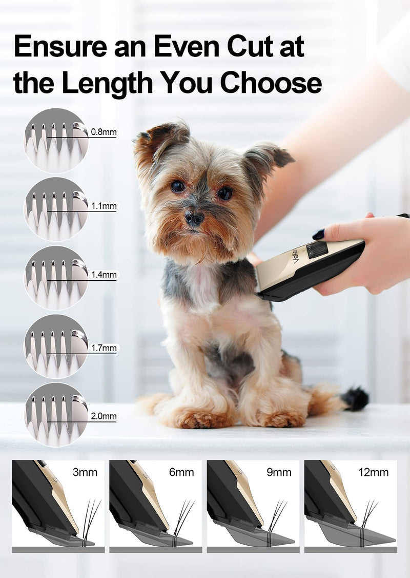 Veken Dog Grooming Kit Clippers, Low Noise Rechargeable Cordless Electric Quiet Dog Clippers for Grooming, Professional Pet Hair Clippers Shaver Trimmers Set for Thick to Heavy Coats Dogs Cats Pets - PawsPlanet Australia