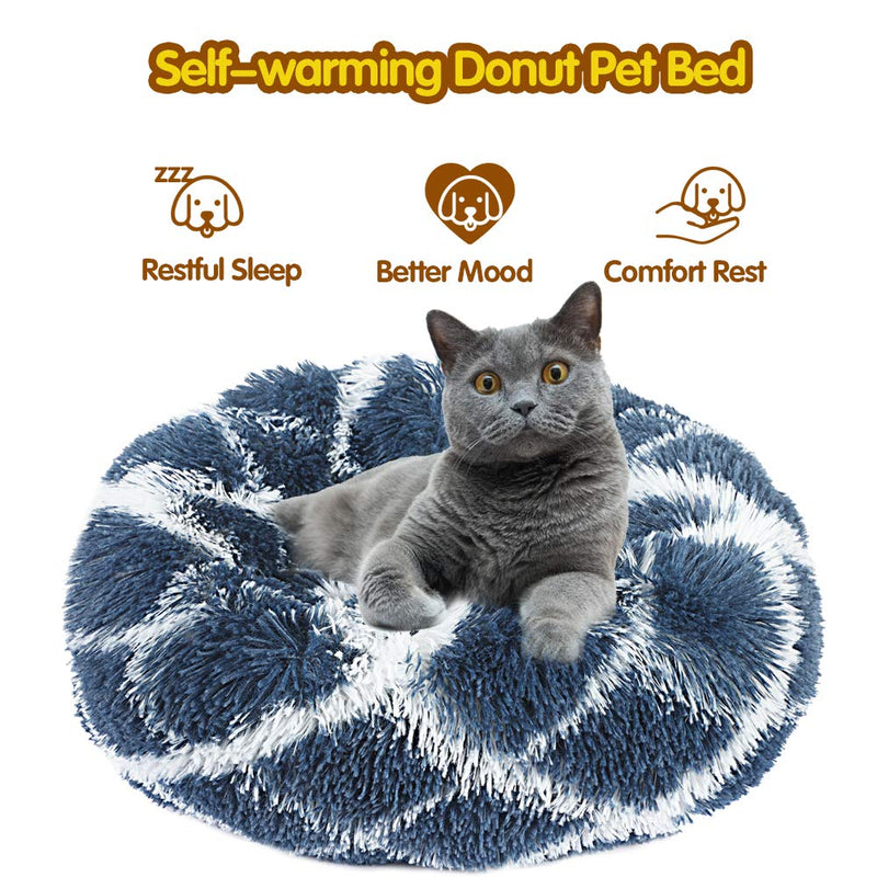 [Australia] - EMUST Pet Cat Bed Dog Bed, 5 Sizes for Small Medium Large Pet Cats Dogs, Round Donut Cat Beds for Indoor Cats, Anti-Slip Marshmallow Dog Beds, Multiple Colors 40cm-15.7‘’ navy 