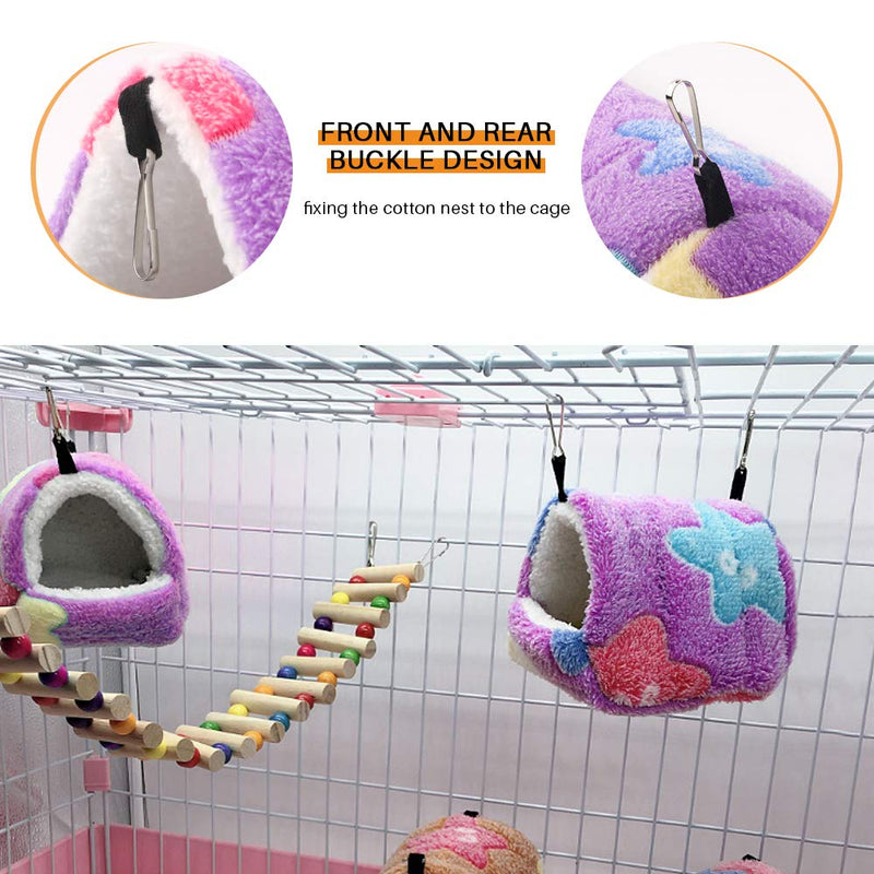 Warm Hamster Bed with Mat for Small Animal Pet, Mini Rat Hamster Plush House Bed Hut Nest Bed Mini House Cave Bed Cozy House Hideout(S) - PawsPlanet Australia