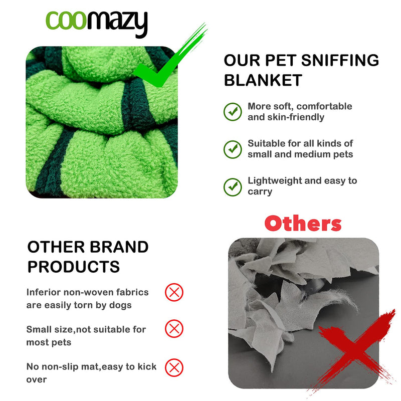 Coomazy Pet Dog Snuffle Mat, Dog Puzzle Toys, Nosework Training Mats, Snuffle Mat for Dog Encourages Natural Pet Foraging Skills for Smell Training/Slow Eating/Stress Relief/Dog Treat Dispenser Roud-50x50cm Green - PawsPlanet Australia