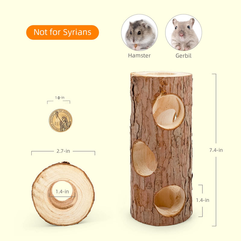 Niteangel Natural Wooden Hamster Mouse Tunnel Tube Toy Forest Hollow Tree Trunk - PawsPlanet Australia