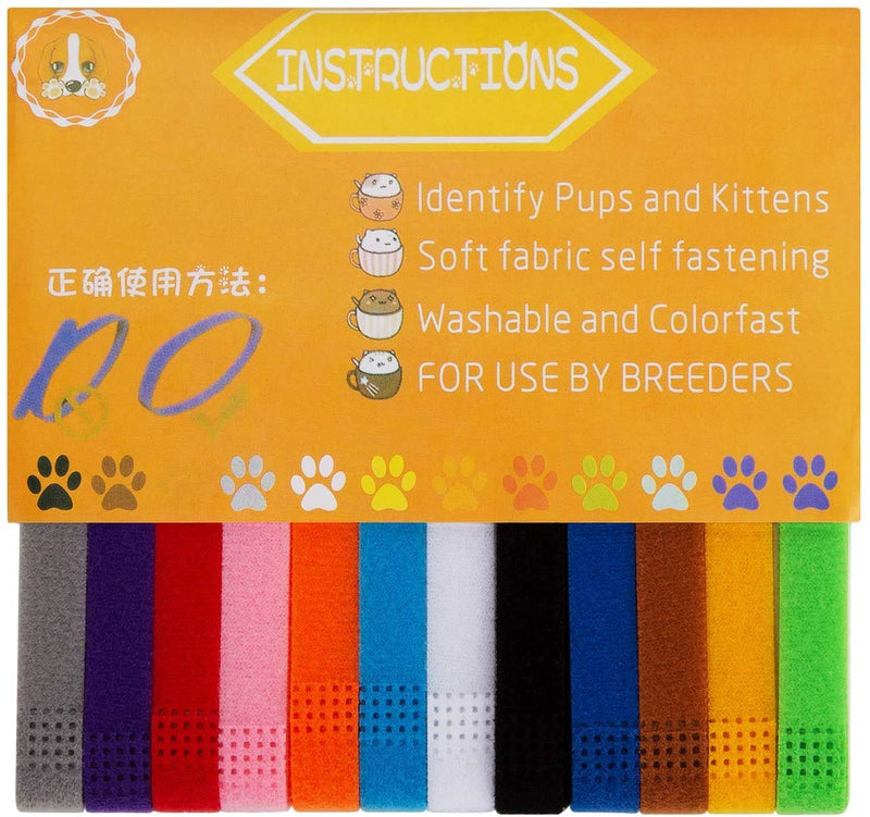 AIEX 12 pcs 34cm Assorted Colors Puppy ID Collars Whelping Collars Newborn Dog Kittens Band Adjustable Identification Collar for Pet - PawsPlanet Australia