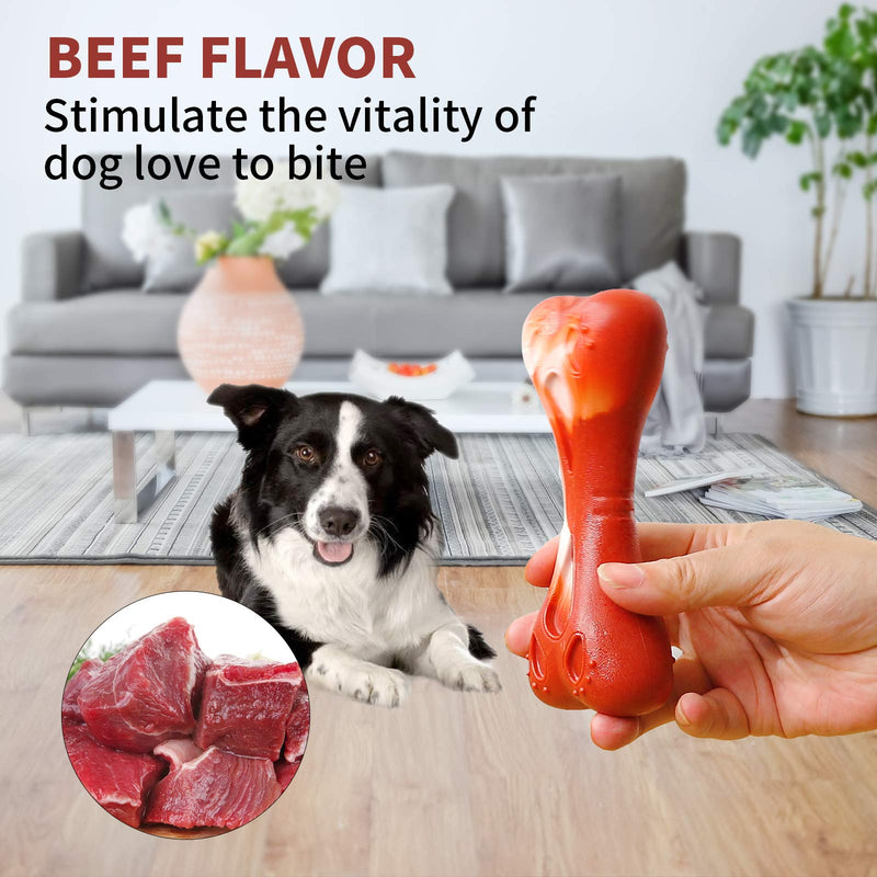 Dog Bone Toy for Aggressive Chewers Large and Medium Breed,Power Chew Toys Durable Dogs Puzzle Toys Indestructible Puppy Chew Tough Toy for Teething with Beef Flavor - PawsPlanet Australia