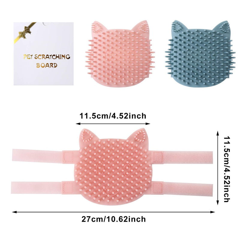 2 PCS Silicone Cat Self Groomer, Multi Functional Pet Comb with Hook and Loop Fastener Cat Scratcher Wall Corner Groomer Softer Massager Toy for Short Long Fur Cats - PawsPlanet Australia