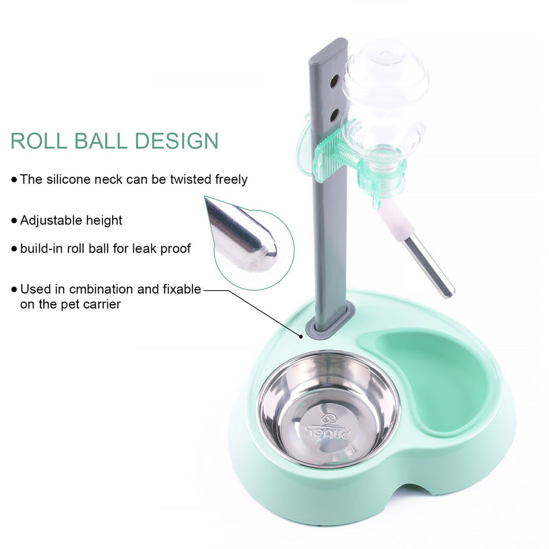 [Australia] - Super Design Multifunctional Automatic Feeders Dispenser - Portion Control Water Dispenser Bowl for Dogs & Cats, Mess Free, No More Dripping Beard Light Green 