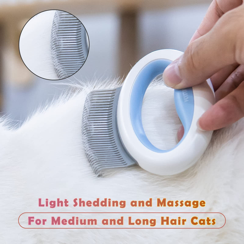 Cat Comb Massager Pet Hair Removal Massaging Shell Comb Soft Deshedding Brush Grooming And Shedding Matted Fur Remover Massage Tool for Removing Matted Fur, Knots and Tangles(Blue) Blue - PawsPlanet Australia