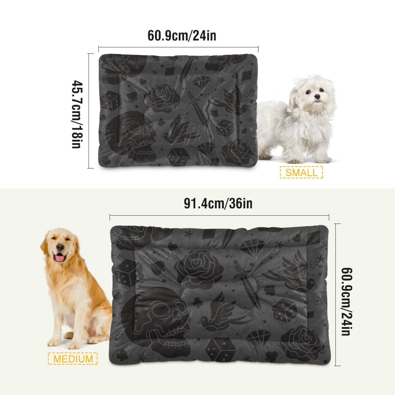 Dog Bed Mat Skull Skeleton Black Dog Crate Bed Mattress Washable for Large Medium Small Puppy Pets Pad 24x18 Inches 21002156 24x18in - PawsPlanet Australia