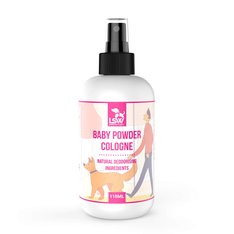 LSW Pet Design Deodorizing Pet Cologne Spray - Baby Powder Fragrance - Pet Perfume with Vitamins - Odor Control & Neutralizing Deodorant Spray for Dogs - Replenishes Skin & Coat - Made In UK - 110ml Baby Powder Fragrance 110ml - PawsPlanet Australia