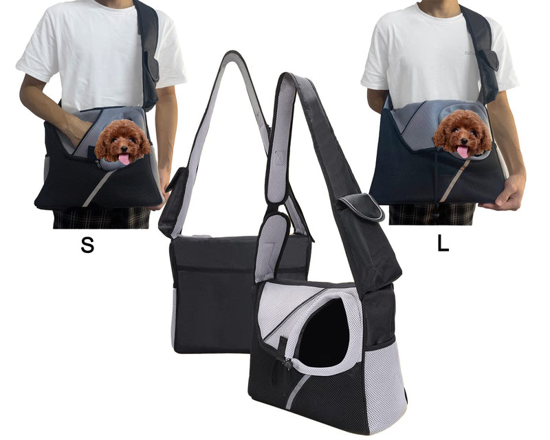 Autlet Dog Sling Carrier, Hand Free Breathable Mesh Traveling Safe Cat Backpack, Adjustable Dog Carriers for Small Dogs Cats. Dog Stuff/ Dog Accessories/Puppy Carrier/Dog Backpack New style C, S size black- - PawsPlanet Australia