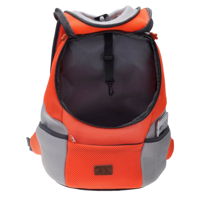 Mogoko Comfortable Dog Cat Carrier Backpack, Puppy Pet Front Pack with Breathable Head Out Design and Padded Shoulder for Hiking Outdoor Travel M for 0~7.0 lbs Orange - PawsPlanet Australia