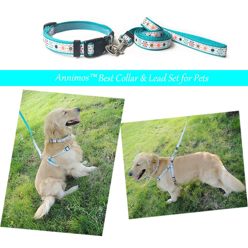 [Australia] - ANNIMOS Pet Dog Collar & Leash Set Adjustable Collars,Available Sizes for Small Medium Large Dogs M (0.6 Inch Width) 