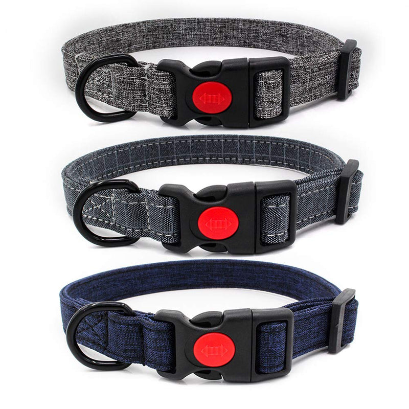 [Australia] - Tangpan Pet Dog Canvas Collar Puppy Cat Seatbelt with Buckle S Plastic Safety Buckle Grey Plaid 