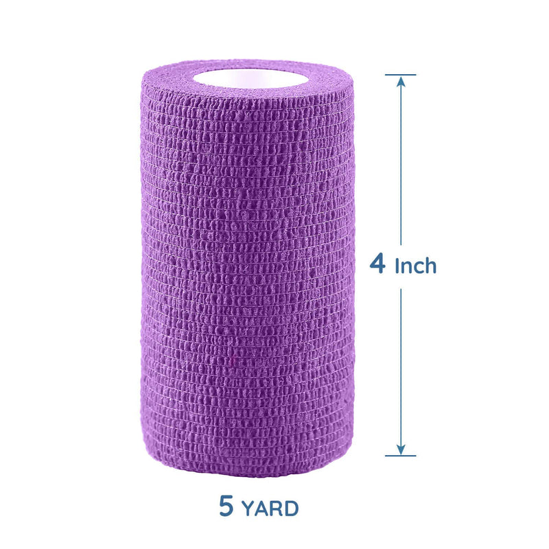 WePet Vet Wrap, Vet Tape Bulk Self-Adherent Gauze Rolls Non-Woven Cohesive Bandage First Aid for Dogs Cats Horses Birds Animals Strong Sports Tape for Wrist Ankle 4 Inch x 3 Rolls Purple (3 Rolls) - PawsPlanet Australia