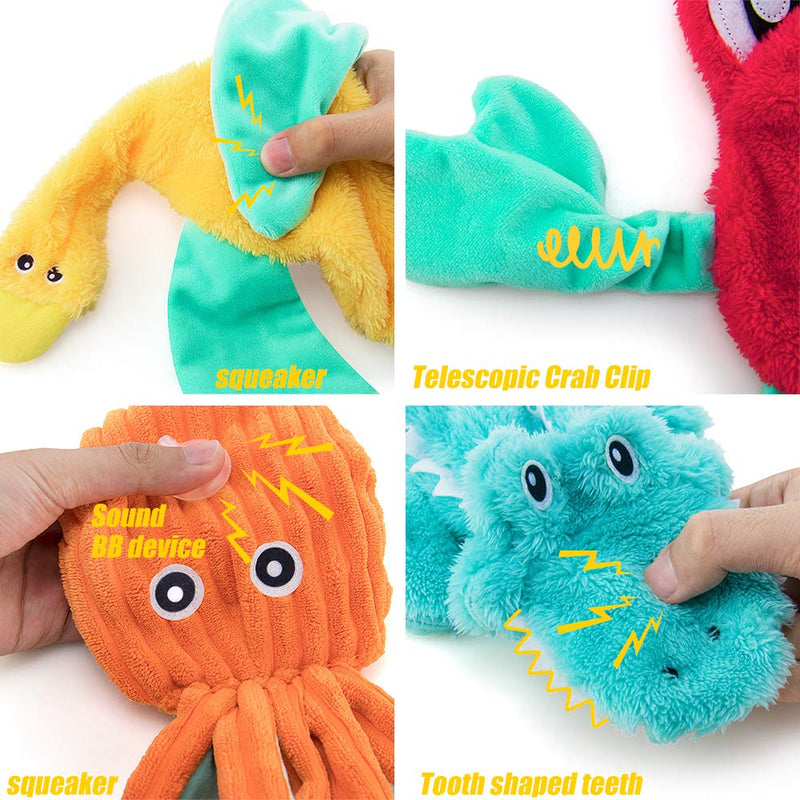 AWOOF 5 Pack No Stuffing Dog Toys, Cute Plush Dog Squeaky Toy Dog Chew Toy Puppy Teething Toy - PawsPlanet Australia