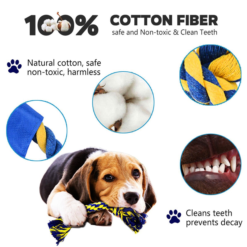 VIEWLON Dog Rope Toy, Dog Toys Set, Puppy Teething Toy, Chew Toys, Cotton Knot, Rope Ball, Dog Frisbee, for Teeth Cleaning, Beneficial to Dog's Dental Health Mental Health, Best for Small/Medium Dogs - PawsPlanet Australia