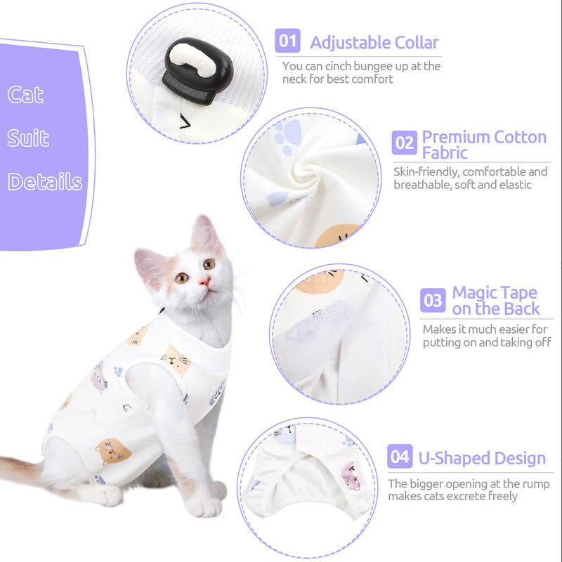 SUNFURA Cat Recovery Suit, Kitten Surgical Full Bodysuit for Abdominal Wound Protector Anti Licking After Surgery, Professional Bandages Cone E-Collar Alternative for Small Male & Female Pets S - PawsPlanet Australia