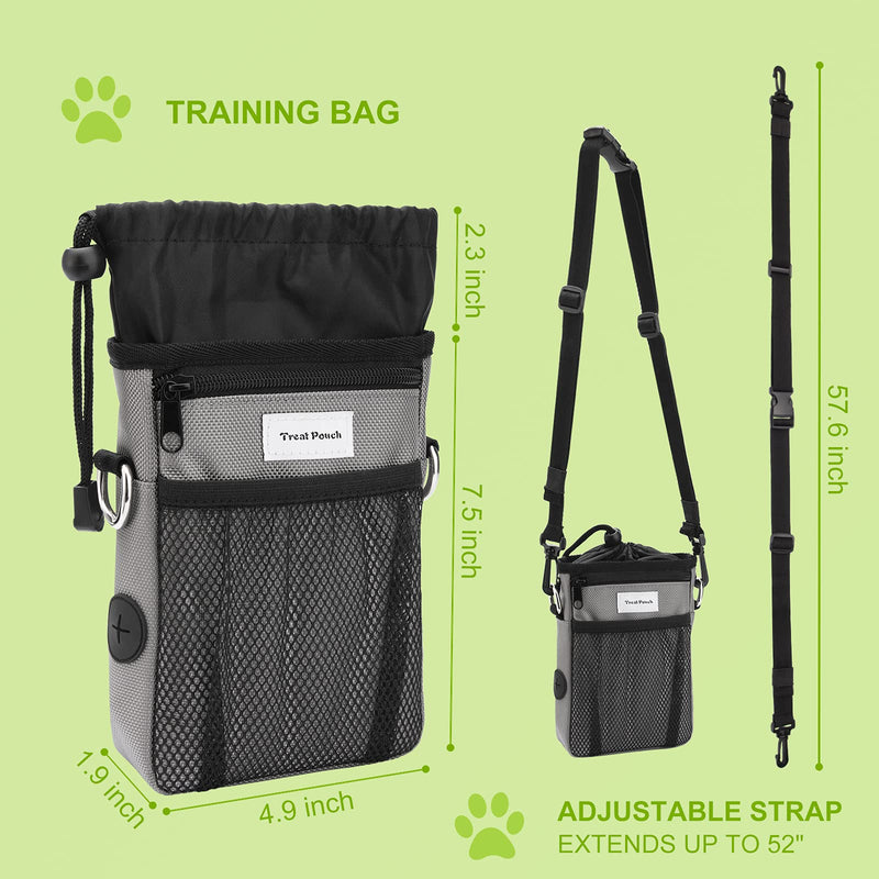 CGBE Dog Treat Pouch Dog Treat Bag Pet Training Bag with Exterior Storage Pocket, Treat Carry Kibble Snacks Toys for Training Reward Walking, Poop Bag Dispenser, 3 Ways to Wear - PawsPlanet Australia