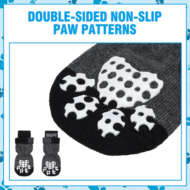 BINGPET Anti-Slip Dog Socks for Indoor Wear, 2 Pairs Soft Adjustable Pet Paw Protector with Non-slip Footprint Patterns for Puppy Doggy Traction Control on Hardwood Floor 2XL - PawsPlanet Australia